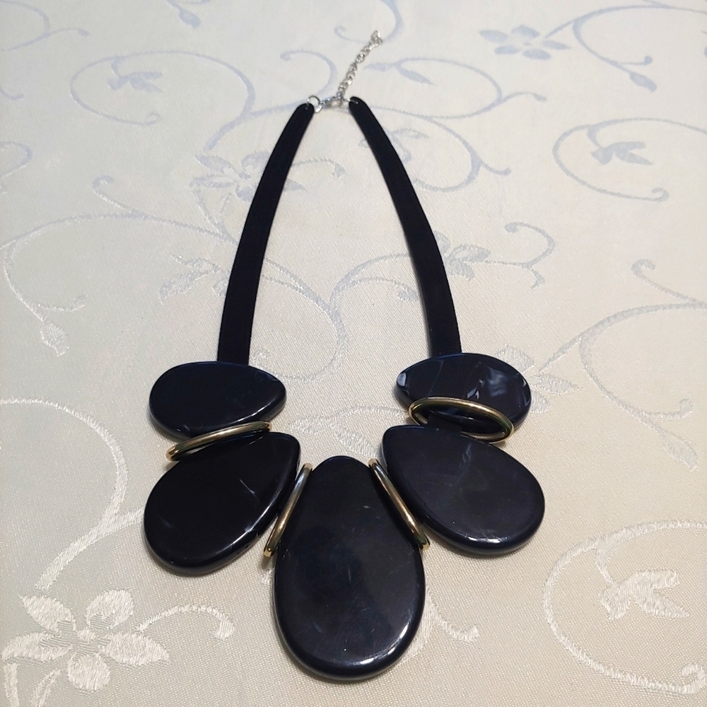 BLACK Marbled Waterdrop Necklace